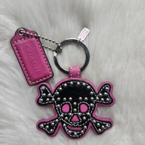 Coach Pink and Black Skull Keychain